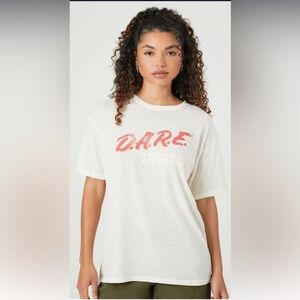 FOREVER 21 ‘Dare to keep kids off drugs’ 90’s white tee shirt size Medium NWT